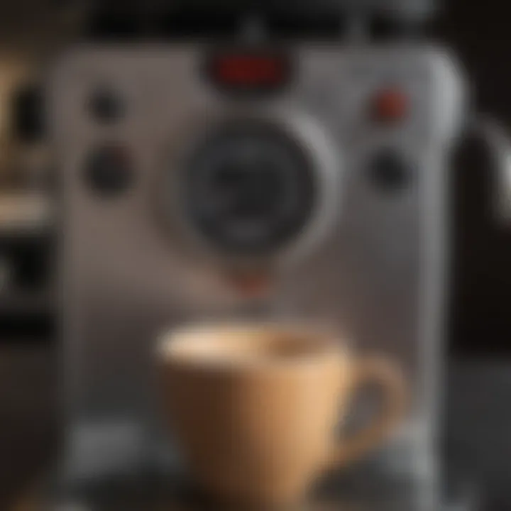 Close-up of a coffee maker displaying timer settings