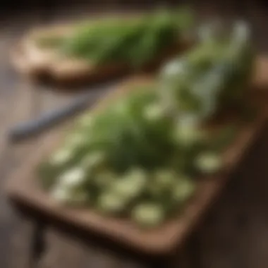 Fresh Dill Pickles Fresh dill pickles arranged on a rustic wooden table
