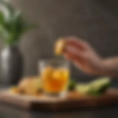 Integrating Wellness Ginger shot being served in a wellness setting