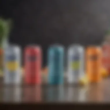 Assortment of flavored seltzer water cans