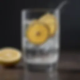 Refreshing glass of seltzer water with lemon