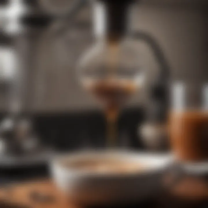 Close-up of coffee brewing process highlighting flavor extraction