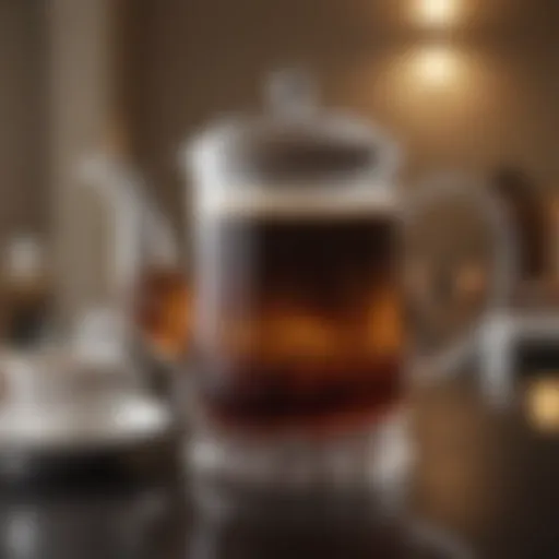 Elegant glass coffee pot showcasing rich brew