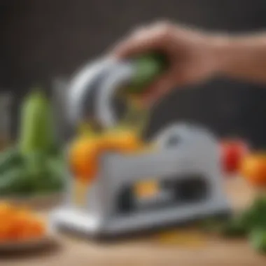 Electric vegetable peeler showcasing ergonomic design