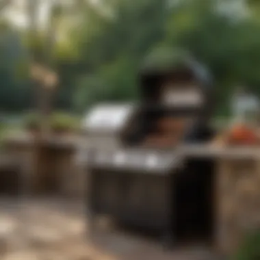 Ambience and Elegance in Outdoor Grilling Elegant outdoor grilling setup with ambient lighting