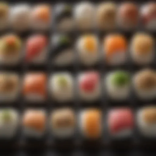 A variety of sushi rice types in bowls showcasing different grains and textures