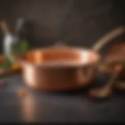 An elegant copper saucepan showcasing its shiny surface and craftsmanship