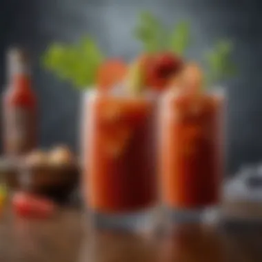 Garnished Bourbon Bloody Mary A beautifully garnished Bourbon Bloody Mary with vibrant ingredients