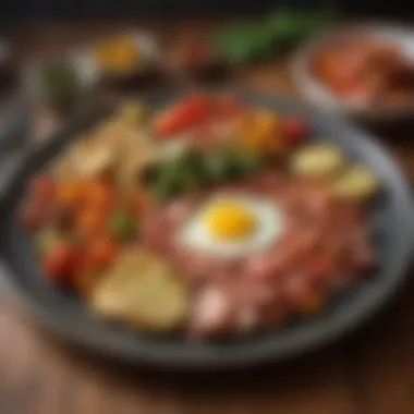 Bacon and Sautéed Vegetables: A Savory Start to Your Day Sizzling bacon and sautéed vegetables on a breakfast platter