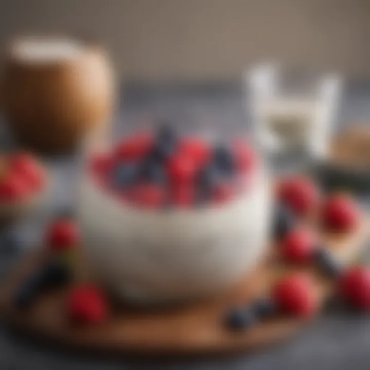 A bowl of coconut chia pudding topped with berries