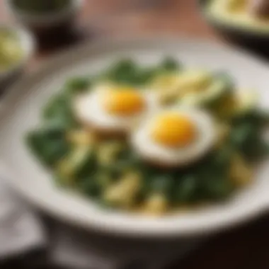 Scrambled Eggs with Spinach and Avocado: Nutrient Powerhouse A hearty plate of scrambled eggs with spinach and avocado