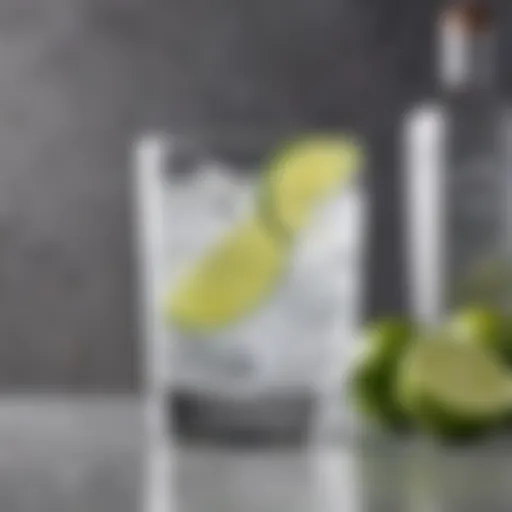 A close-up of a refreshing gin cocktail with lime slices