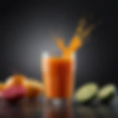 Vibrant Juice Highlighting Nutritional Benefits A glass of vibrant juice showcasing nutrient content