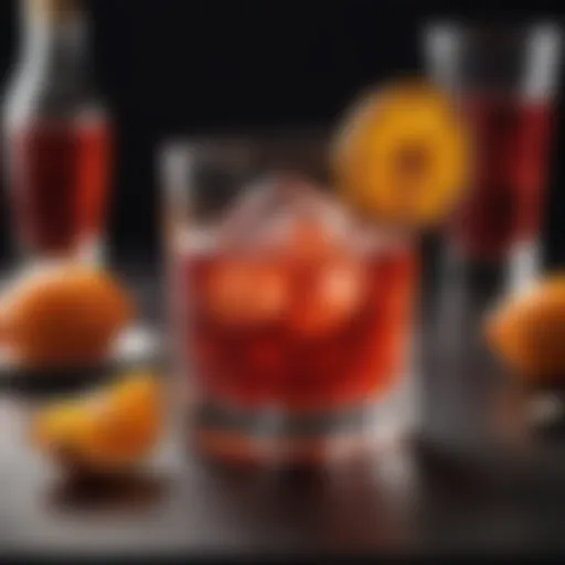 A beautifully garnished Negroni cocktail showcasing its vibrant colors