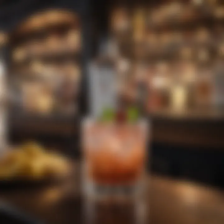 A stylish bar setting with a Gin Manhattan cocktail in focus