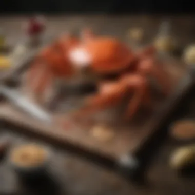 Various types of crab breaker tools displayed in a neat arrangement.