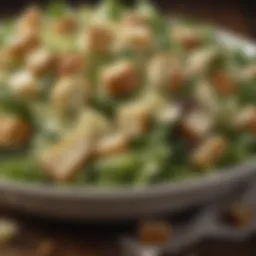 A classic Caesar Salad with vibrant greens and croutons