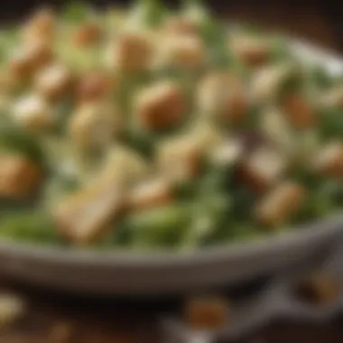 A classic Caesar Salad with vibrant greens and croutons