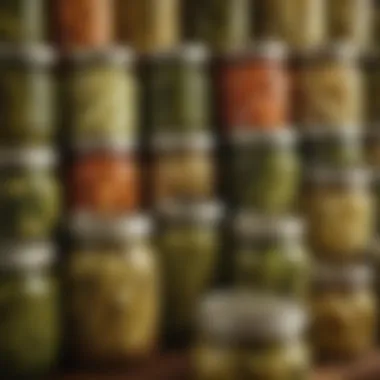 Cultural Diversity in Pickle Jars An artistic arrangement of various pickle jars reflecting cultural diversity.