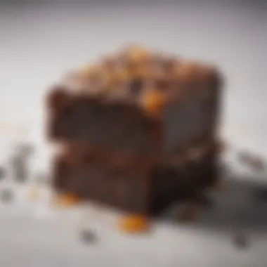 A close-up view of the rich texture of a cut black bean brownie, showcasing its moistness