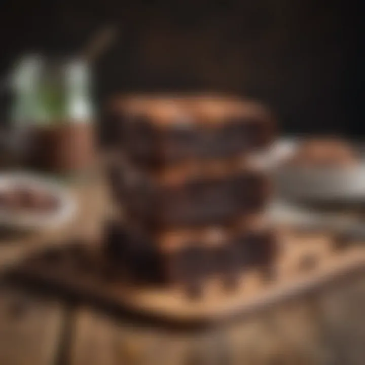 Deliciously fudgy black bean brownies served on a rustic wooden table