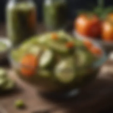 Pickles as a Culinary Garnish A beautifully plated dish featuring pickles as a vibrant garnish.