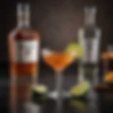 Cocktail Creations with Tequila Artistic arrangement of cocktails made with Patron Silver and Anejo tequila