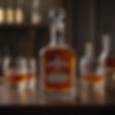 Stylish Whiskey Decanter Set with Premium Pairing Stylish whiskey decanter set paired with premium whiskey bottles and accessories