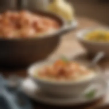 The Creamy Base: Grits in Focus Grits served in a rustic dish with a creamy texture