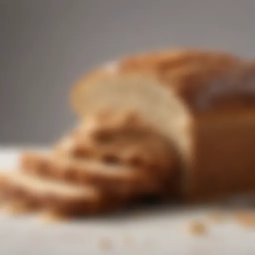 Sliced whole grain bread with peanut butter spread
