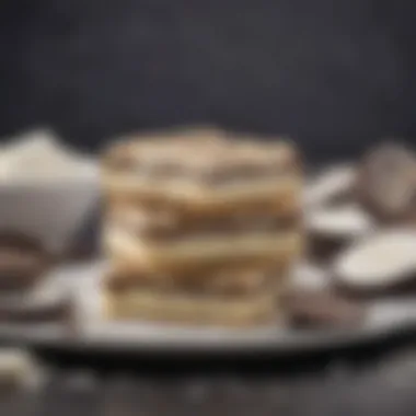 Ingredients for White Chocolate Oreo Bars An artful arrangement of various ingredients used to create white chocolate Oreo bars.
