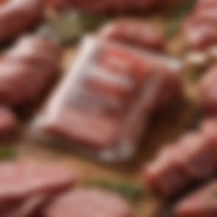 Close-up of unique vegetarian meat packaging showcasing creative names