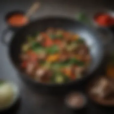 Culinary Potential of Carbon Steel Woks A visually appealing arrangement of fresh ingredients next to a carbon steel wok, emphasizing its culinary potential.