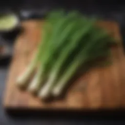 Fresh fennel fronds on a wooden cutting board