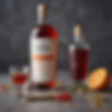 Key Components of a Negroni Close-up of dry vermouth bottle and ingredients used in a Negroni