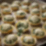 A close-up view of spinach and ricotta filling for stuffed shells