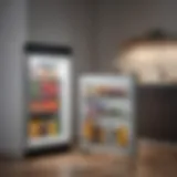 Stylish 22 inch mini fridge in modern kitchen setting