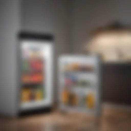 Stylish 22 inch mini fridge in modern kitchen setting