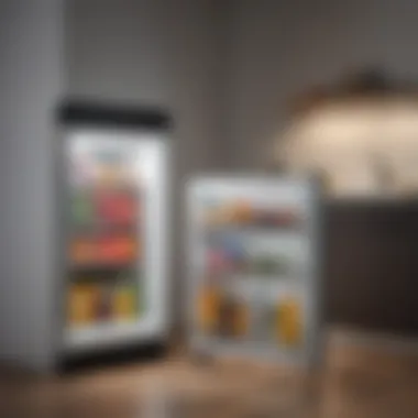 Mini Fridge in Contemporary Kitchen Stylish 22 inch mini fridge in modern kitchen setting