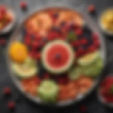 Colorful Fruit Selection A selection of colorful fruit platters featuring seasonal berries and melons.