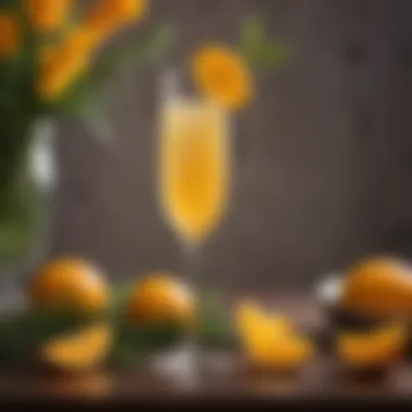 Mimosa Elegance An elegant glass of mimosa with fresh orange slices and sparkling wine.