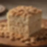 A classic Rice Krispies treat displayed on a wooden platter