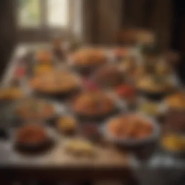Traditional Mediterranean Table An array of traditional Mediterranean dishes served on a rustic table