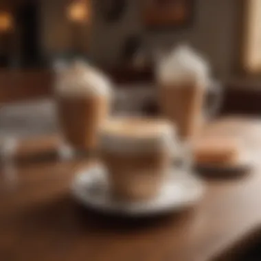 A cozy café atmosphere with a hot mocha latte on the table