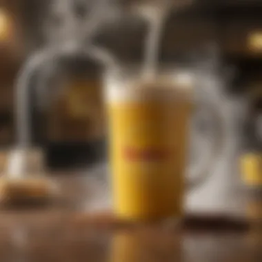 A close-up view of freshly brewed Café Bustelo coffee with steam rising.