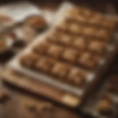 Inspiration from a Culinary Cookbook An artistic shot of walnut squares beside an open cookbook