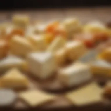 Artisan Sliced Cheeses An array of artisan sliced cheeses showcasing various textures and colors