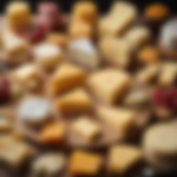 A selection of international sliced cheeses with distinct flavor profiles