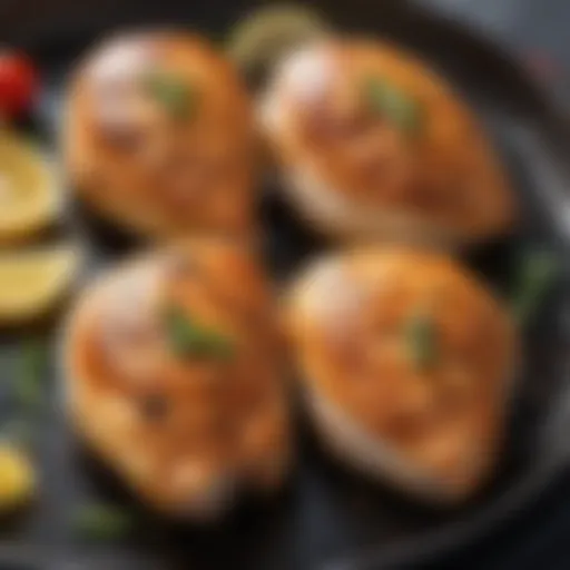 An array of marinated chicken breasts ready for grilling