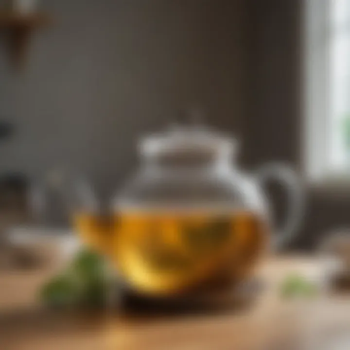 Whistler glass tea kettle beside a selection of premium tea leaves